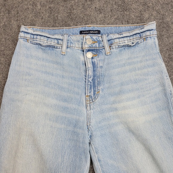 Lucky Brand Jeans Womens 2/26 Blue Denim Mid Rise Cropped Wide Leg Button Fly - Picture 4 of 14